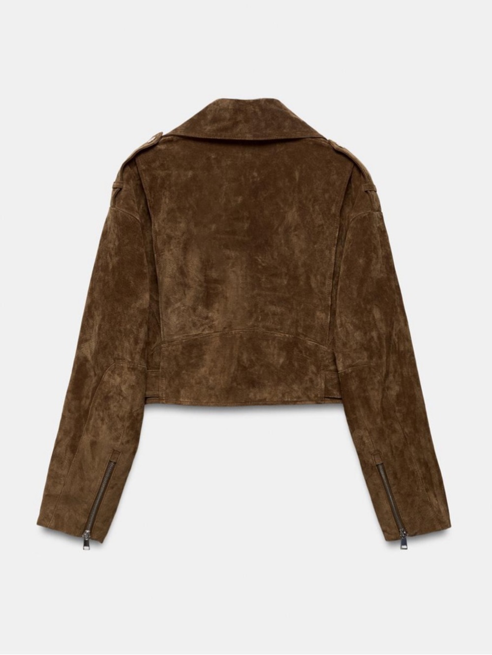 ZARA 100% SUEDE LEATHER SHORT JACKET WITH BELT BROWN SMALL XS 3046/090/705 - Picture 2 of 8